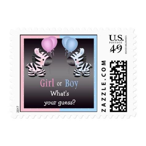 gender reveal party zebras and balloons postage reveal