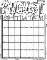 August Printable Doodle Calendars Coloring Pages Calendar Monthly Alley Doodles Classroom Printables Kids Month Calender Months Cute Print Colouring Take sketch template