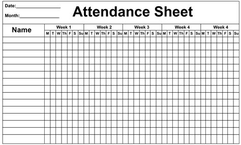printable attendance sheet  templates   word excel