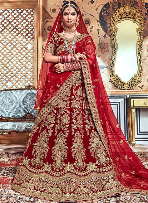 heavy bridal deep red velvet lehenga choli lehengas designer collection