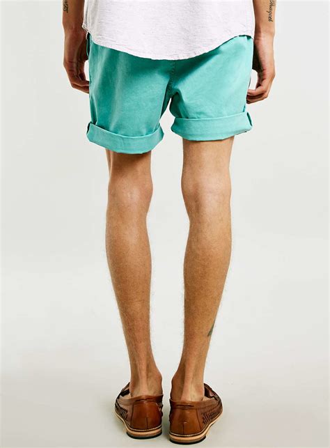 topman washed mint chino shorts in green for men lyst