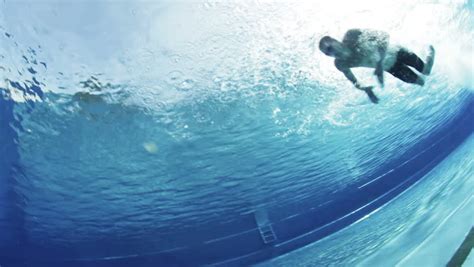 dynamic butterfly swimmer underwater view stock footage