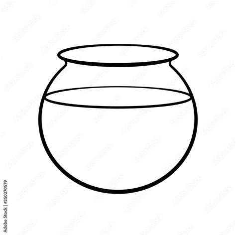 empty fish bowl outline icon clipart image isolated  white