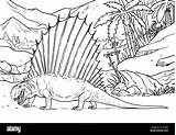Dimetrodon Extinct Dinosaur Isolierte Ausgestorbener Malbuch Dinosaurier Speichern sketch template