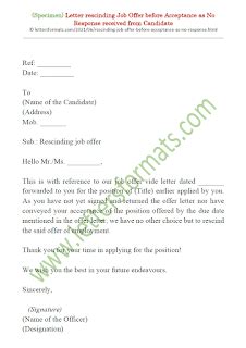 rescinding job offer  unresponsive candidate sample letter
