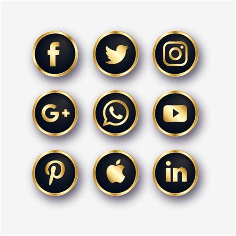 golden social media icons social media icons media icon