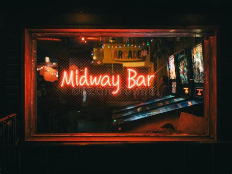 midway bar neon sign  night  williamsburg brooklyn  york editorial stock image image
