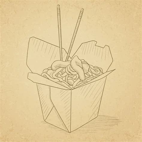 chinese food box sketch stock vector  lhfgraphics