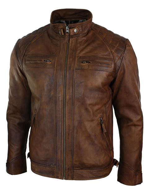 mens retro style zipped biker jacket real leather soft black casual ebay