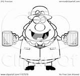 Leprechaun Beer Cartoon Chubby Mugs Vector Clipart Thoman Cory Outlined Coloring sketch template