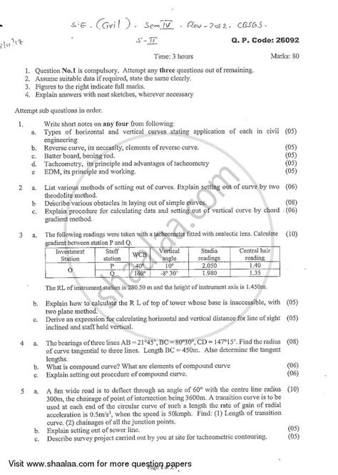diploma surveying  question paper
