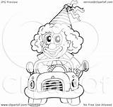 Coloring Clown Outline Car Driving Illustration Gangster Royalty Visekart Clip Vector Female Pages Clipart Template sketch template