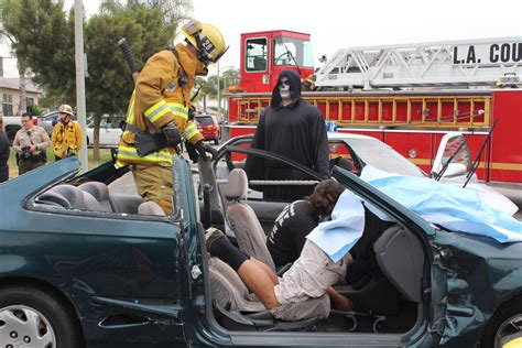 simulated auto crash  pioneer high highlights cost  distracted driving california school