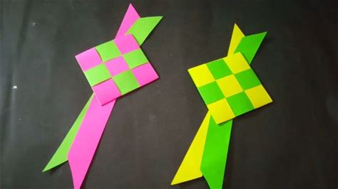 buat ketupat  kertas origami ketupat hiasan hiasan kartu