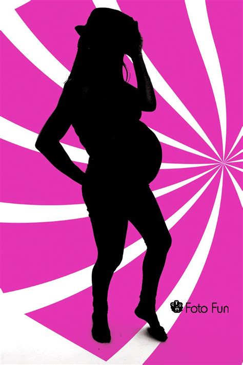 Pregnant Woman In Pink Pop Background Human Silhouette Pregnant