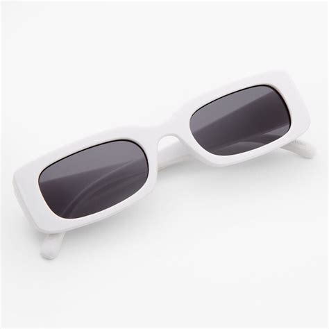 rectangular retro sunglasses white claire s us