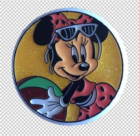Vintage 80s Minnie Mouse Glitter Plastic Pin 2 4 Diameter