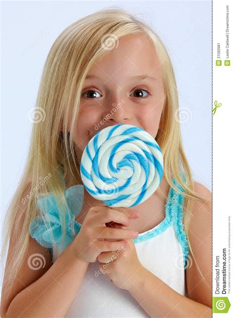 girl with large lollipop stock image image of blond 21560981