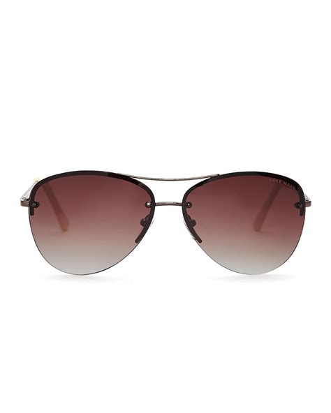 cole haan bronze c16139 rimless aviator sunglasses in metallic for men