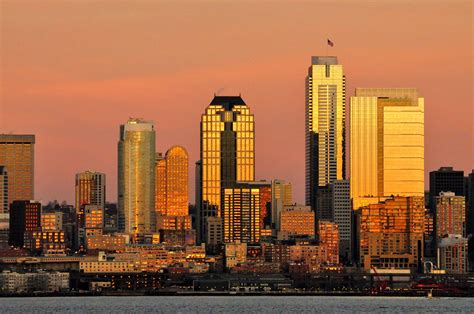 downtown seattle  sunset downtown seattle   rose  flickr