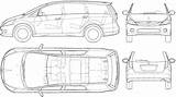 Mitsubishi Blueprints Grandis Minivan 2005 Car sketch template