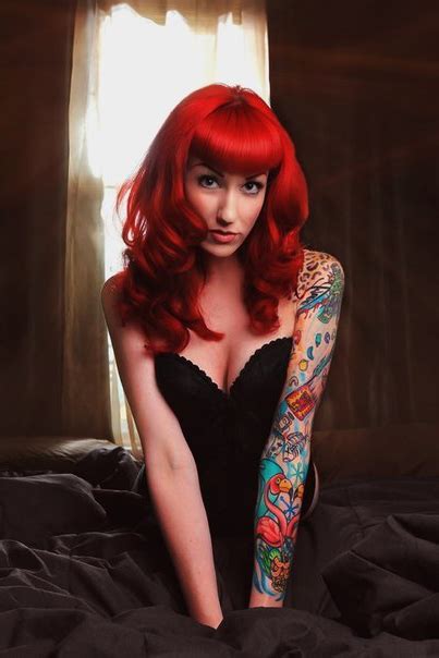 red haired pin up girl tattoo design best tattoo ideas