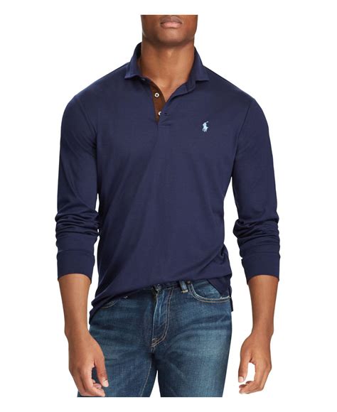 polo ralph lauren classic fit soft touch long sleeve polo shirt  navy