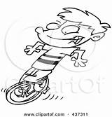 Unicycle Riding Boy Toonaday Royalty Outline Clipart Illustration Rf 2021 sketch template