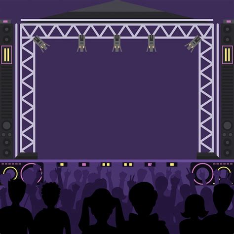 premium vector concert stage scene  stage  night concert party young pop group fun