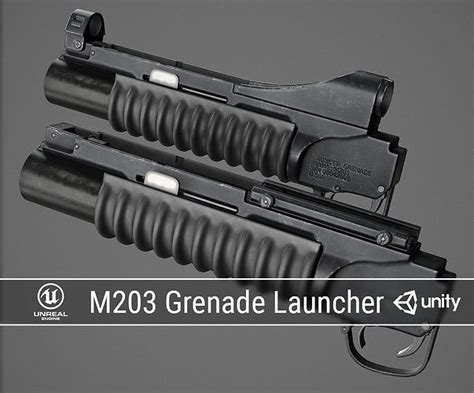 3d Model Pbr M203 Grenade Launcher Vr Ar Low Poly Cgtrader