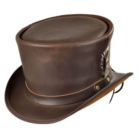 head  home coachman brown leather top hat top hats
