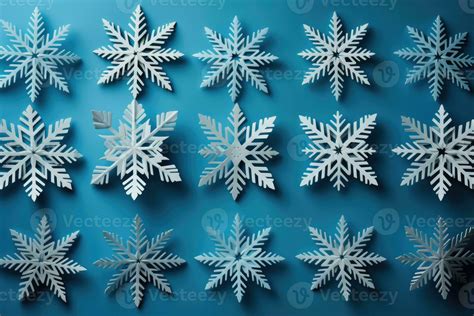 Beautiful Diy Paper Snowflakes In Mid Creation Isolated On A Blue