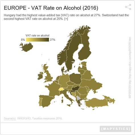 Europe Vat Rate On Alcohol 2016 Mapystics Maps