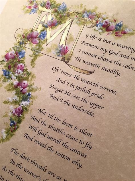 My Life Is But A Weaving The Tapestry Poem By Corrie Ten Boom 8 1 2x11