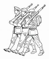 Coloring Pages Soldier Army Soldiers Drawing Parade Forces British Armed Confederate Military Marching March Para Easy German Alone Saluting Do sketch template