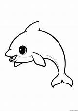 Dolphin Kawaii Dauphin Adorable Mignon Mer Coloring1 sketch template