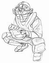 Drawing Catcher Baseball Russell Martin Line Getdrawings sketch template