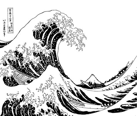 The Great Wave Off Kanagawa Tapestry Japan Tapestry Black And White