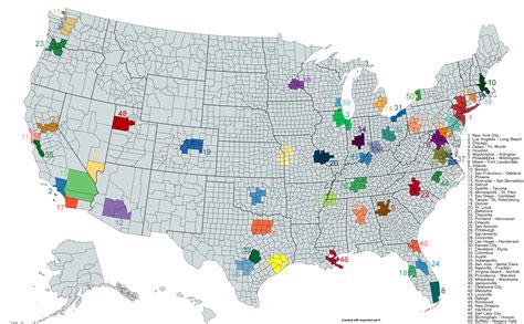 map  americas  largest metropolitan areas  populations vivid maps