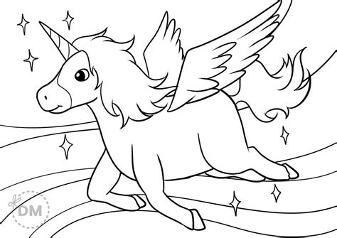 unicorn coloring page     kids love flying