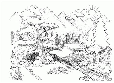 landscape nature coloring pages  adults clip art library