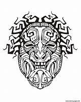 Mayan Mask Coloring Pages Aztec Inca Template sketch template