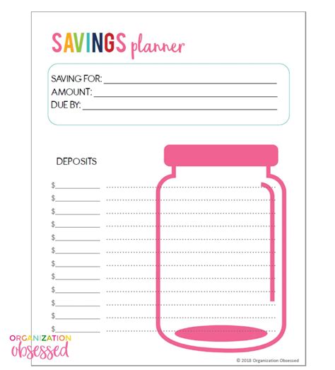 savings tracker printable