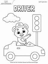 Coloring Driver Pages Kids Printable Taxi Car Drive sketch template
