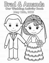 Wedding Coloring Pages Couple Printable Kids Bride Personalized Activity Groom Book Color Etsy Print Pdf Activities Books Party Colouring Sheets sketch template