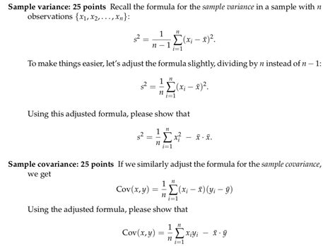 solved sample variance  points recall  formula   cheggcom