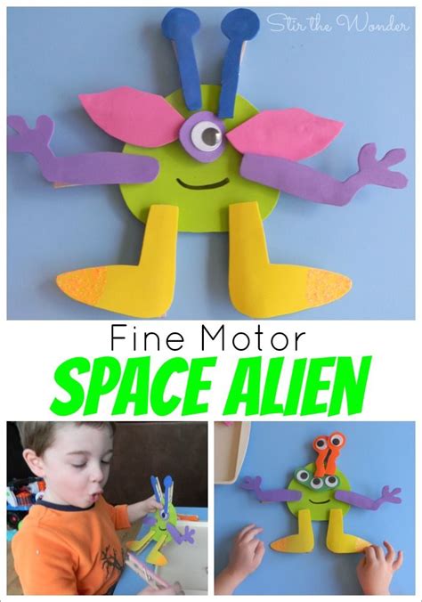 fine motor space alien stir   actividades infantiles manualidades actividades