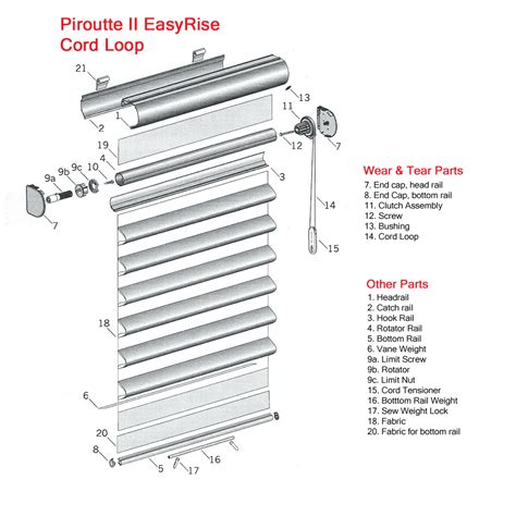 diagrams parts  hunter douglas pirouette shade