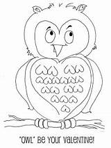 Owl Valentine Coloring Sheets Cards Printable Color Owls Printablee Via sketch template