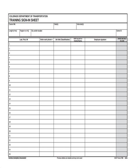 training sheet template    format